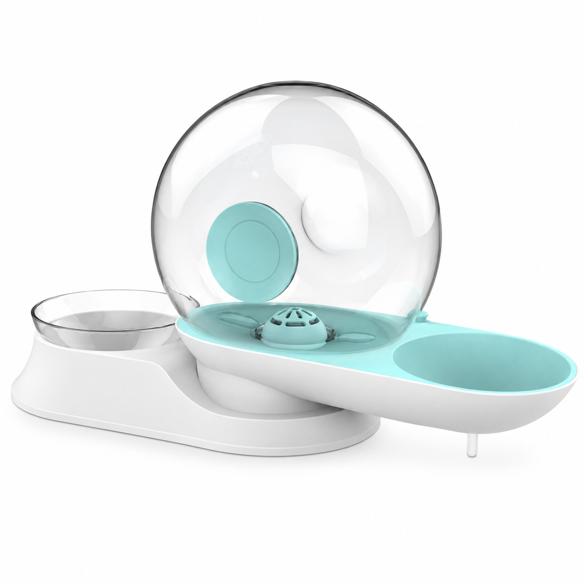 AIWO 2.8L pet water fountain and feeder in aqua on a clean white background [SKU reference]