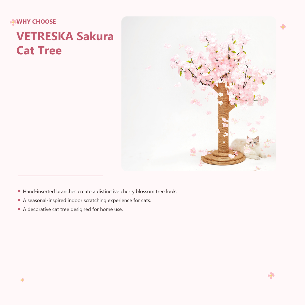 VETRESKA Sakura Cat Tree | Why choose VETRESKA | English square panel 04