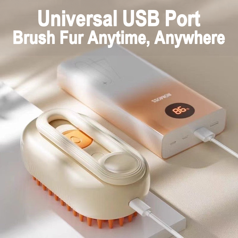 Steam Silicone Cat Grooming Brush USB interface detail