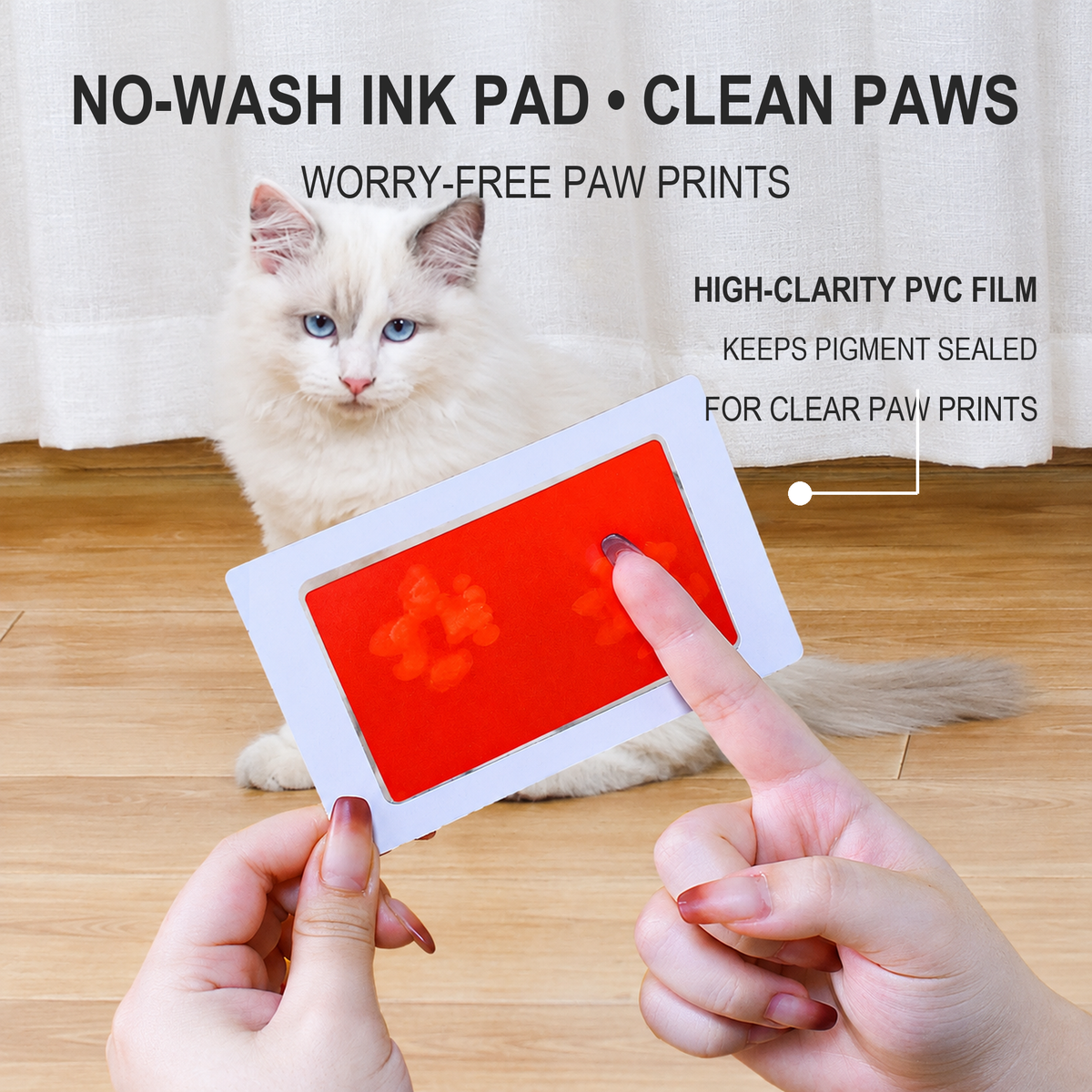 No-wash paw print ink pad with clean-paw design
