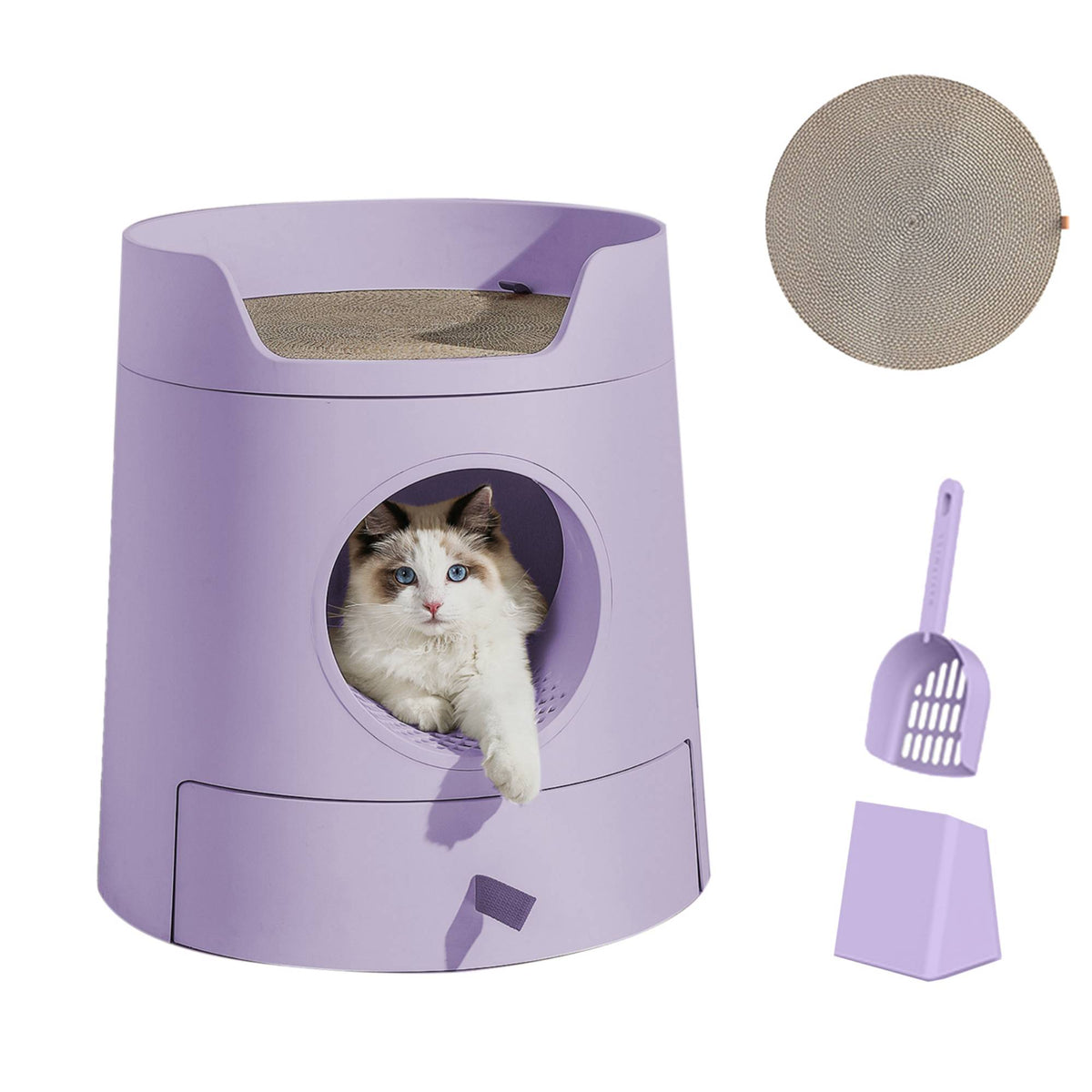 MAYITWILL Cat Castle Semi-Closed Litter Box - Lilac Purple source media 5 [Gallery: Lilac Purple]
