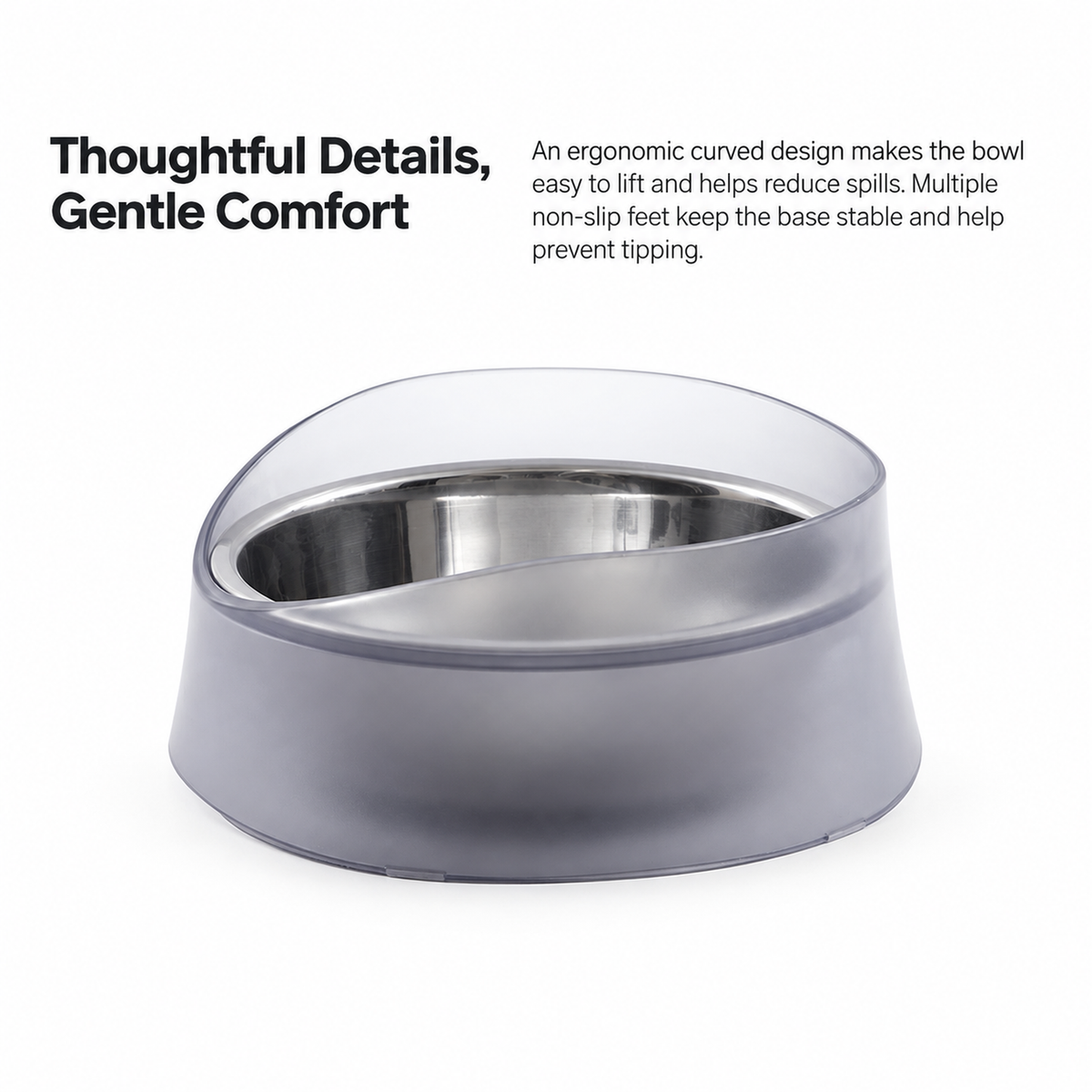 PIDAN Volcano Pet Bowl | Curved design and non-slip feet | English translated graphic