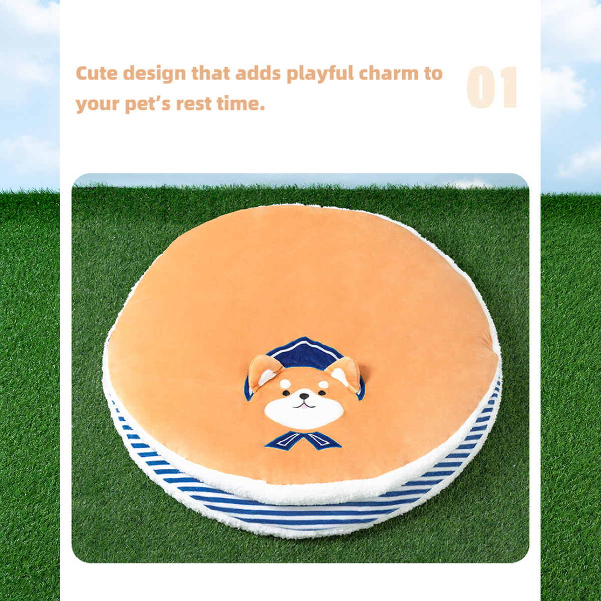 Nautical Style Dorayaki Pet Bed effective 1:1 original pixels preserved, structured layout revision v2, source image 5, no crop