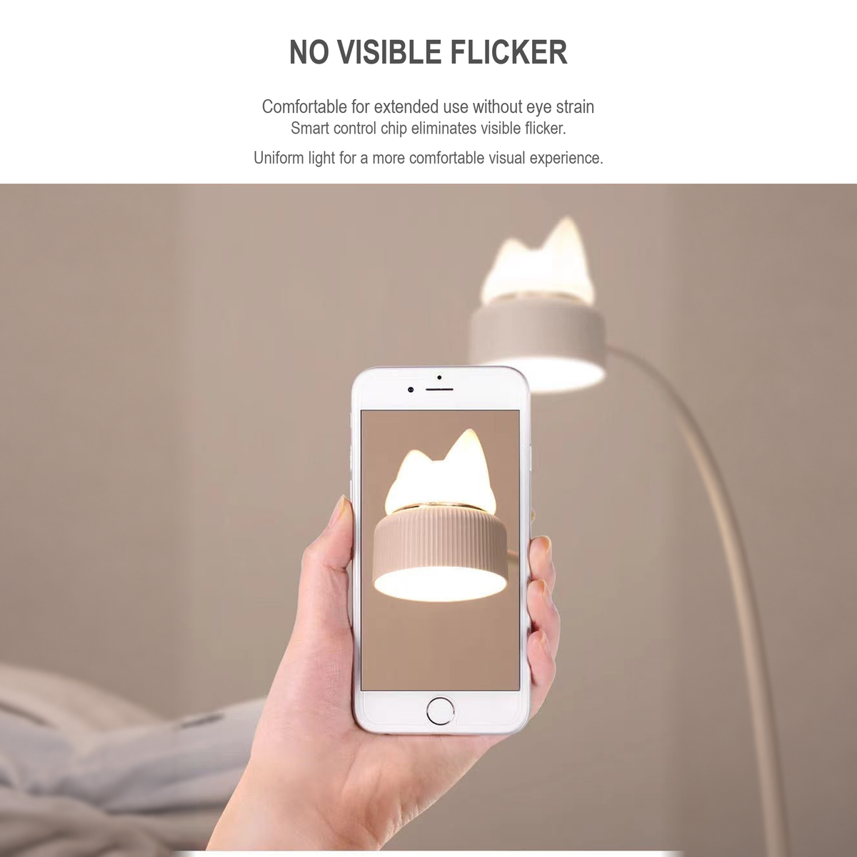 Cat-shaped lamp with flicker-free lighting