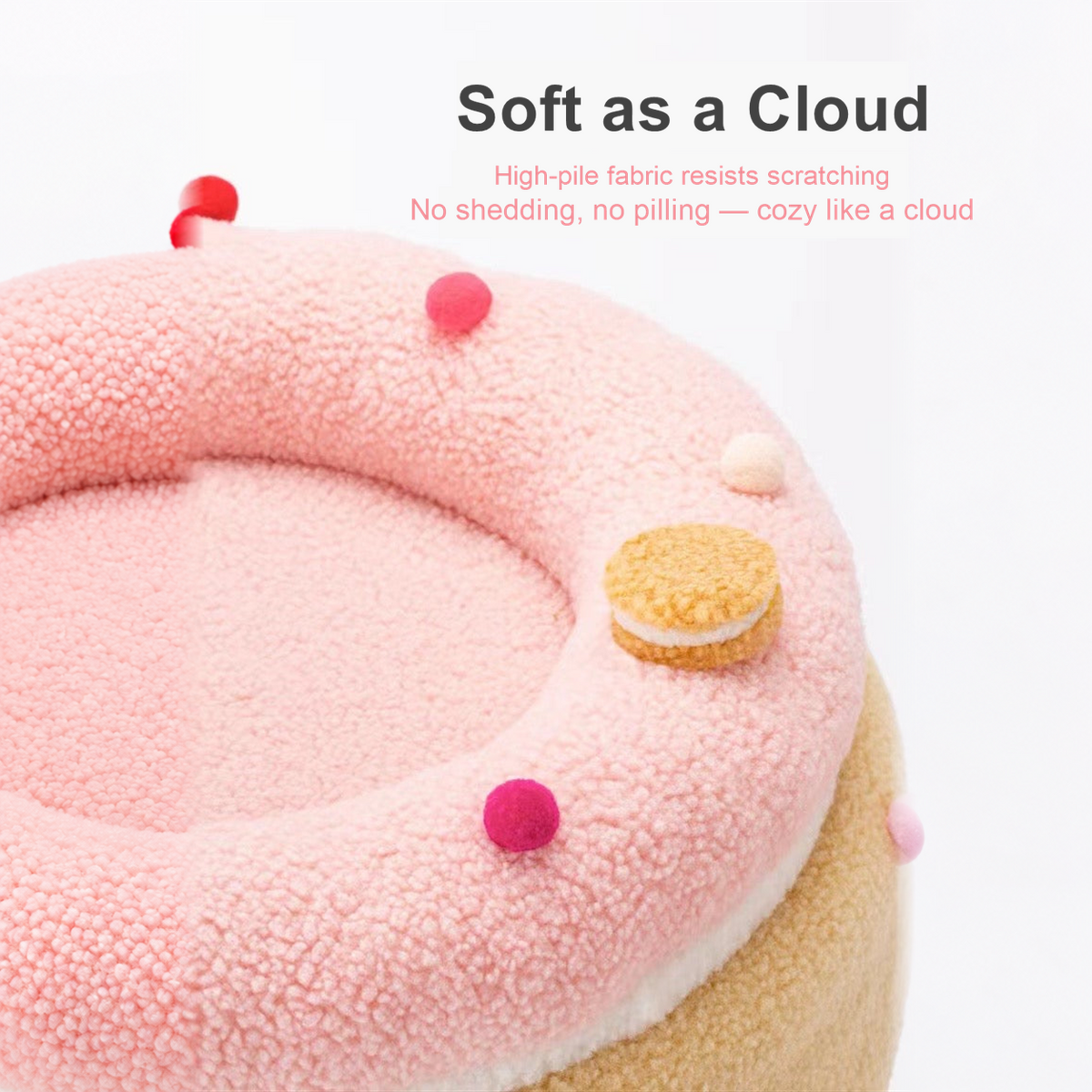 Merry Pet fleece cake cat house bed with raised upper perch