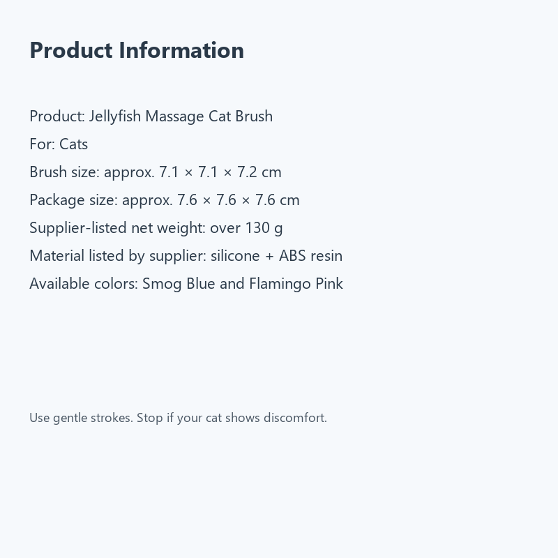 Furrytail Jellyfish Massage Cat Brush product information and dimensions [Gallery: Detail]