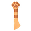 Orange paw-shaped manual pet food can opener on a white background