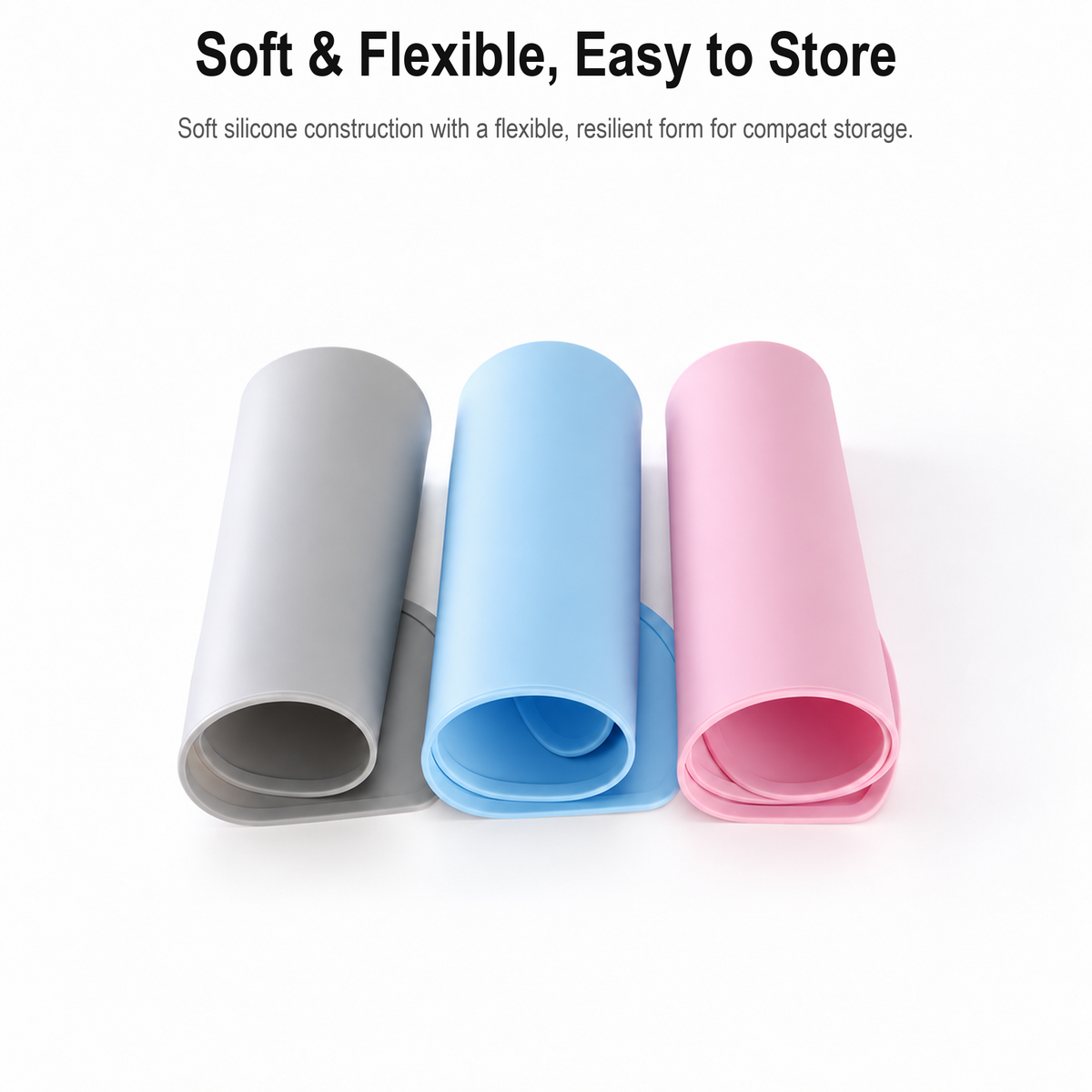 Revised English image showing soft rollable silicone pet bowl mats