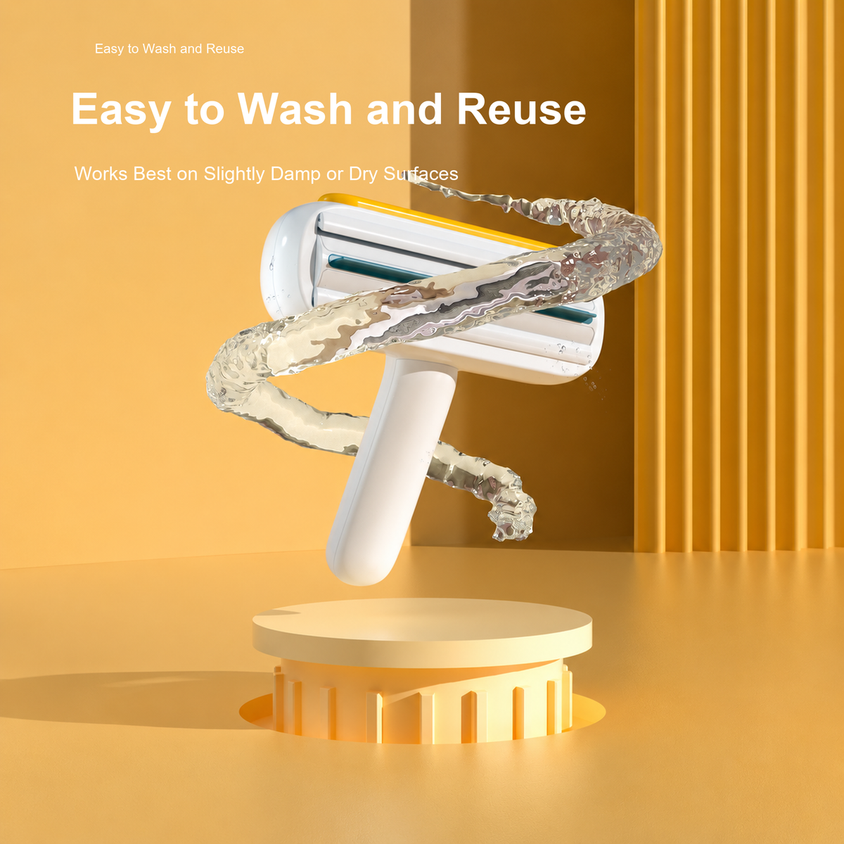 SOURCE REVISION | source-05 | Yellow Duck pet hair remover brush wash and reuse