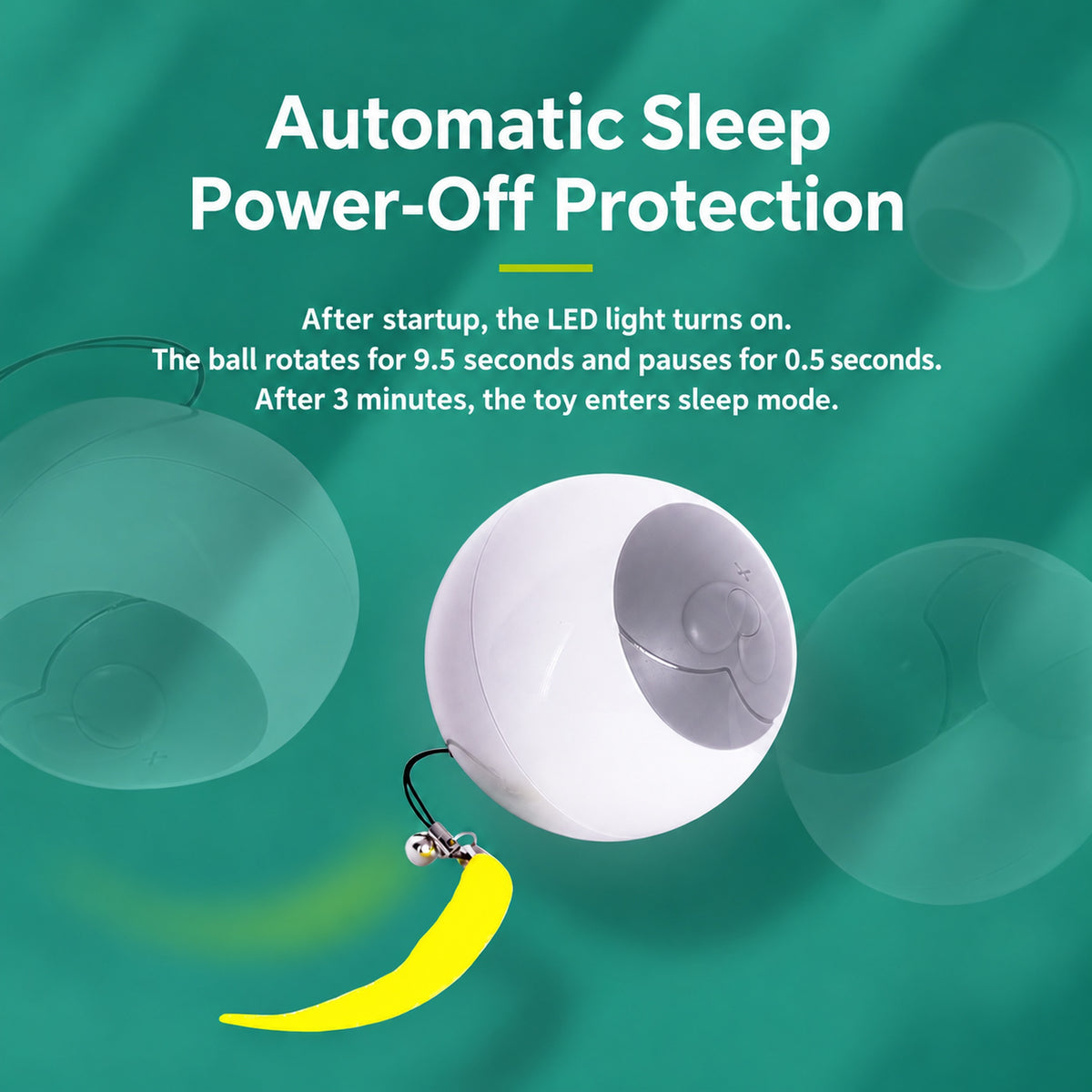 Aiwo rolling cat ball toy with automatic sleep and power-off protection