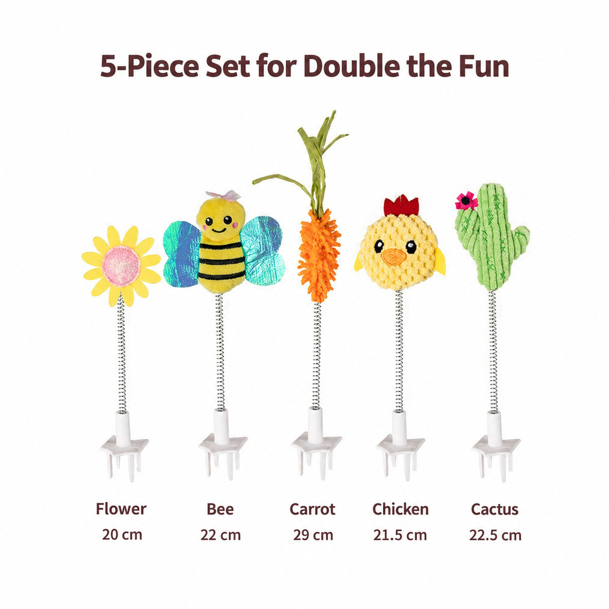 FOFOS five-piece cat scratcher toy attachment set with flower bee carrot chicken and cactus