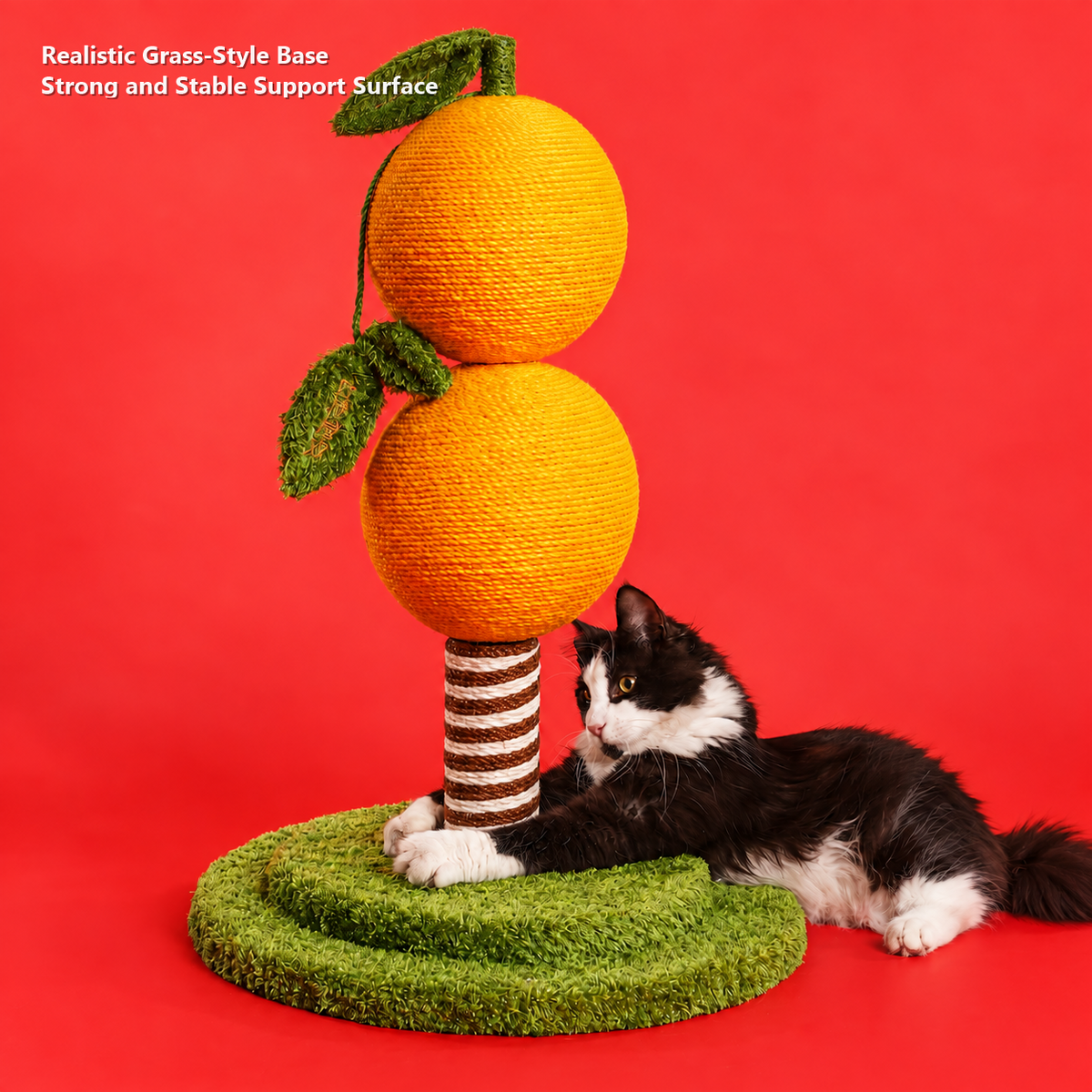Revised | ZEZE Fruit-Shaped Sisal Cat Scratching Post gallery image 06 | full text transfer | transparent overlay | square composition