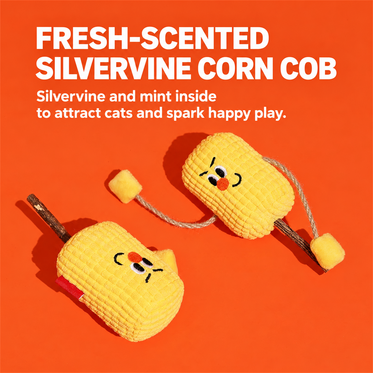 Silvervine corn cob cat toy with silvervine and cat mint product details
