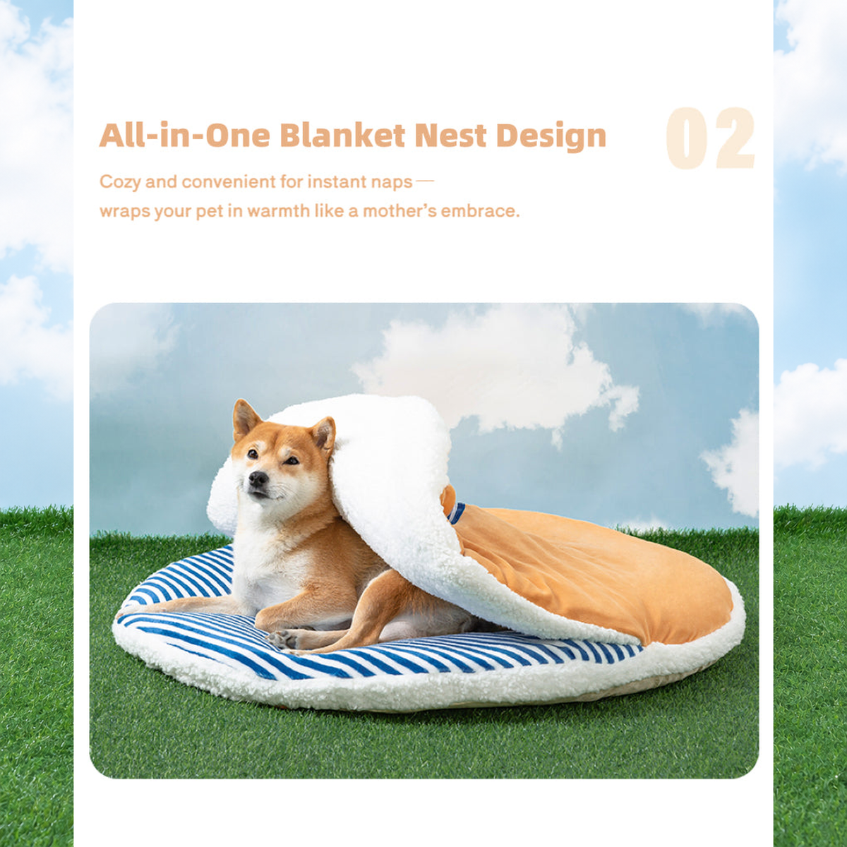 Nautical Style Dorayaki Pet Bed effective 1:1 original pixels preserved, structured layout revision v2, source image 6, no crop