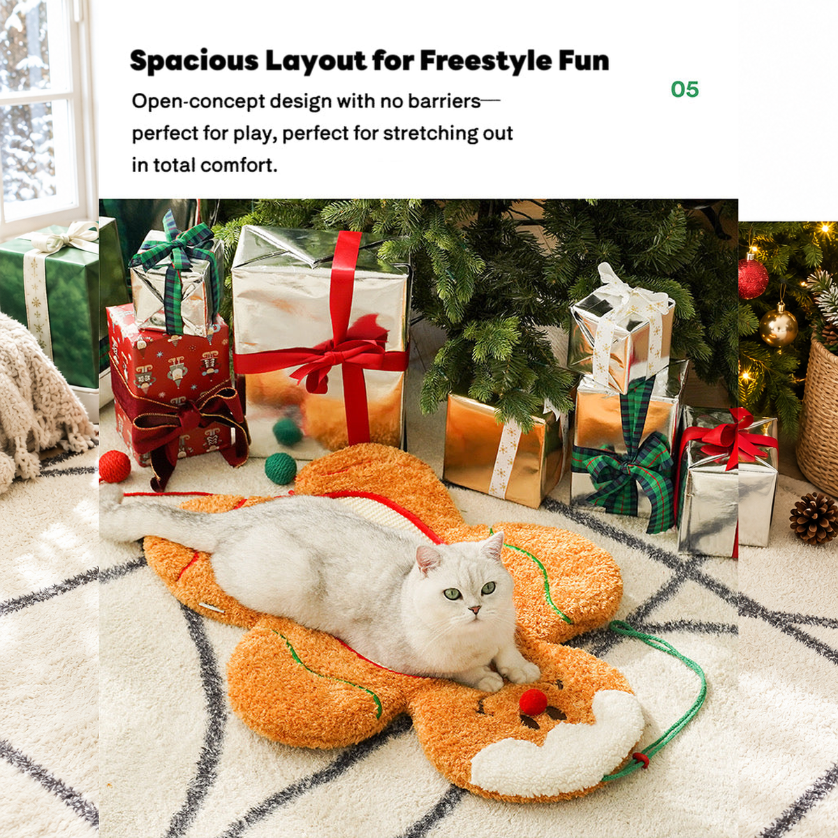 ZEZE Gingerbread Man Cat Scratching Mat effective 1:1 original pixels preserved, structured layout revision v2, source image 6, no crop