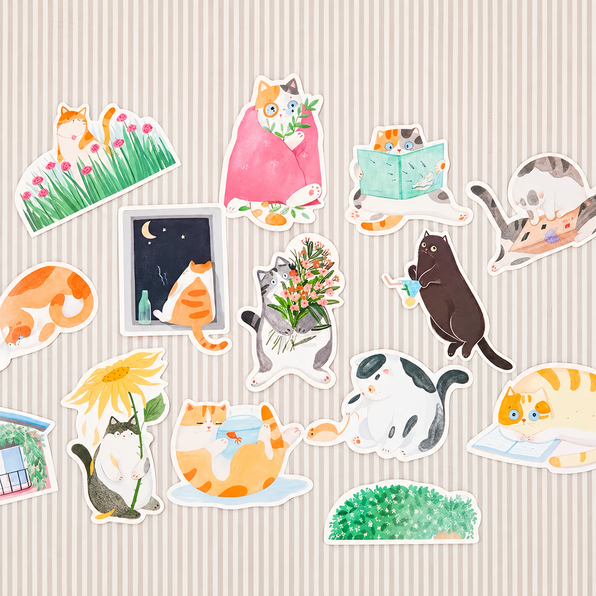 Cat Backyard postcard gallery scene - module 06 square expanded