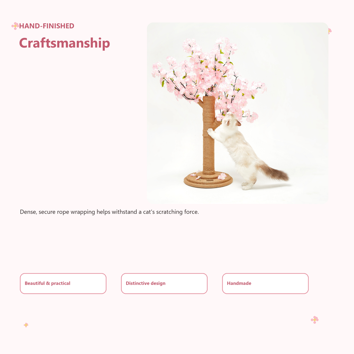 VETRESKA Sakura Cat Tree | Hand-finished craftsmanship | English square panel 06