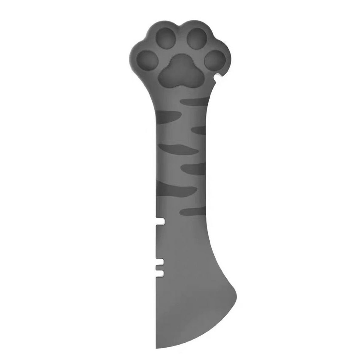 Grey2 paw-shaped manual pet food can opener on a white background