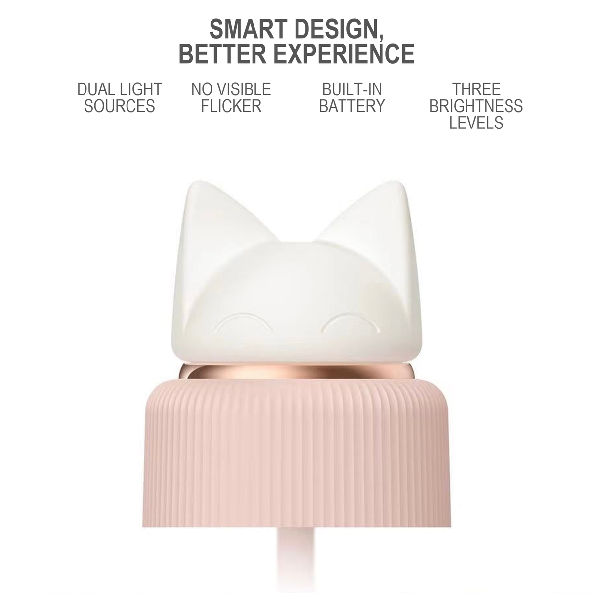 Cat-shaped rechargeable lamp with dual light sources and 3 brightness levels