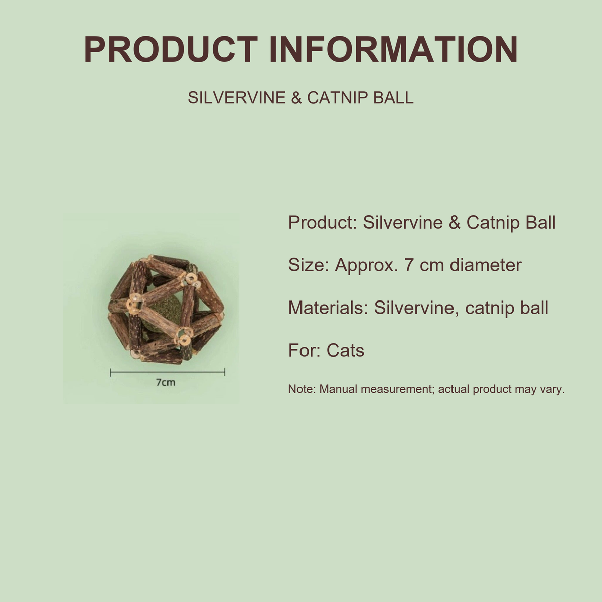 Silvervine catnip ball product information