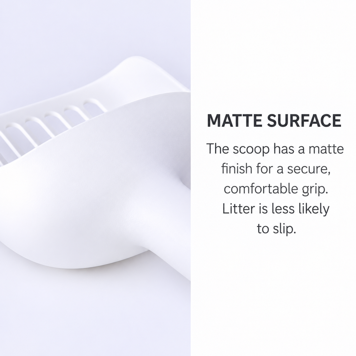 Cature cat litter scoop detail 07 - matte surface grip