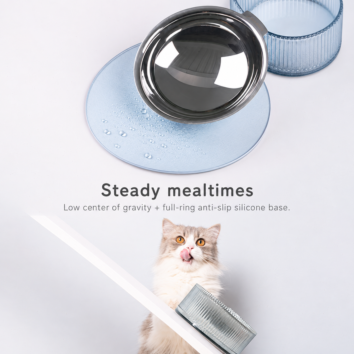FURRYTAIL BOBO Cat Bowl | Low center of gravity | English square panel 07