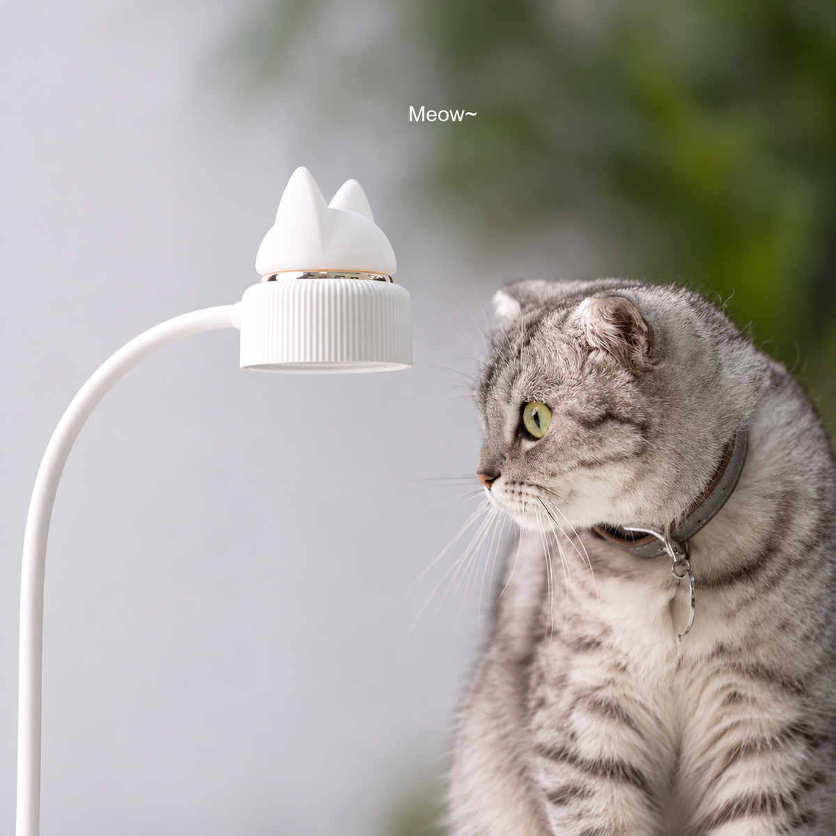 Cat-shaped rechargeable desk lamp in a cozy reading scene