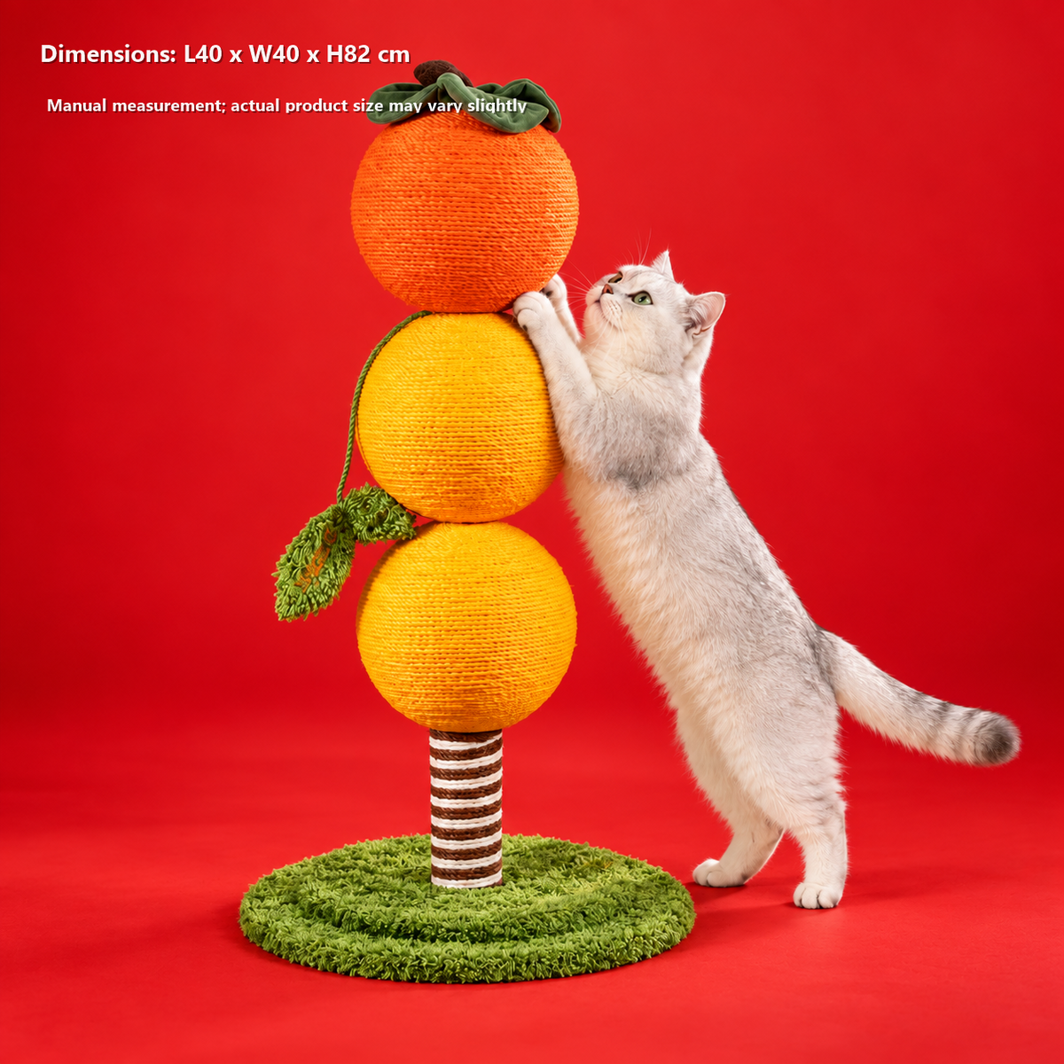 Revised | ZEZE Fruit-Shaped Sisal Cat Scratching Post gallery image 07 | full text transfer | transparent overlay | square composition