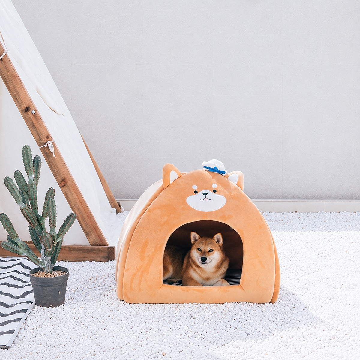 Navy Style Tent-Shaped Pet Bed effective 1:1 continuous background outpaint revision v2, source image 7, no crop