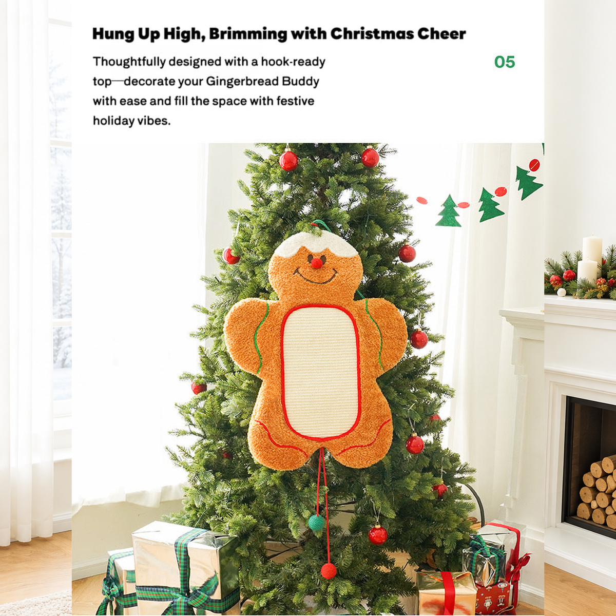 ZEZE Gingerbread Man Cat Scratching Mat effective 1:1 original pixels preserved, structured layout revision v2, source image 7, no crop