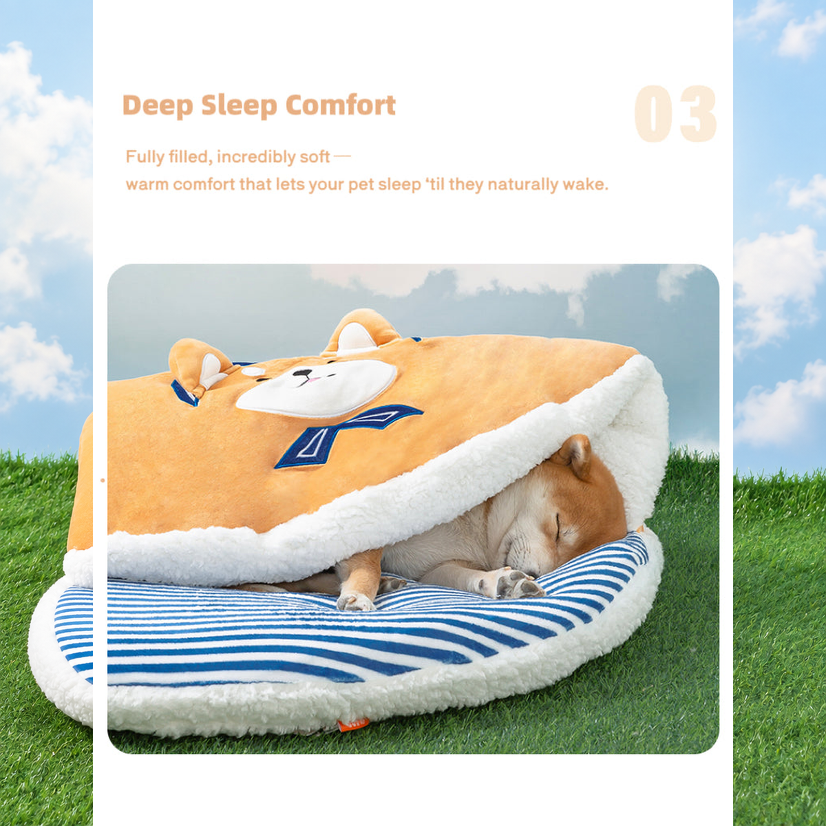 Nautical Style Dorayaki Pet Bed effective 1:1 original pixels preserved, structured layout revision v2, source image 7, no crop