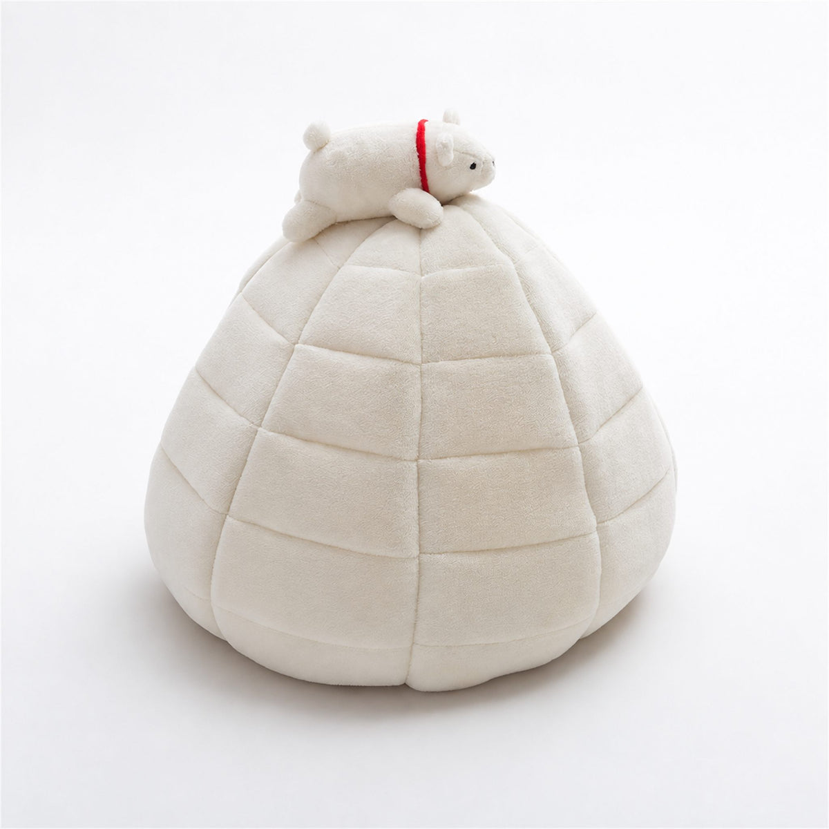 Rear view of a white polar bear igloo cat bed
