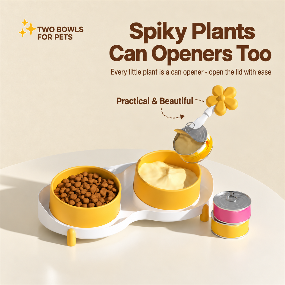 Anti-Spill Pet Bowls, Dual-Use Set