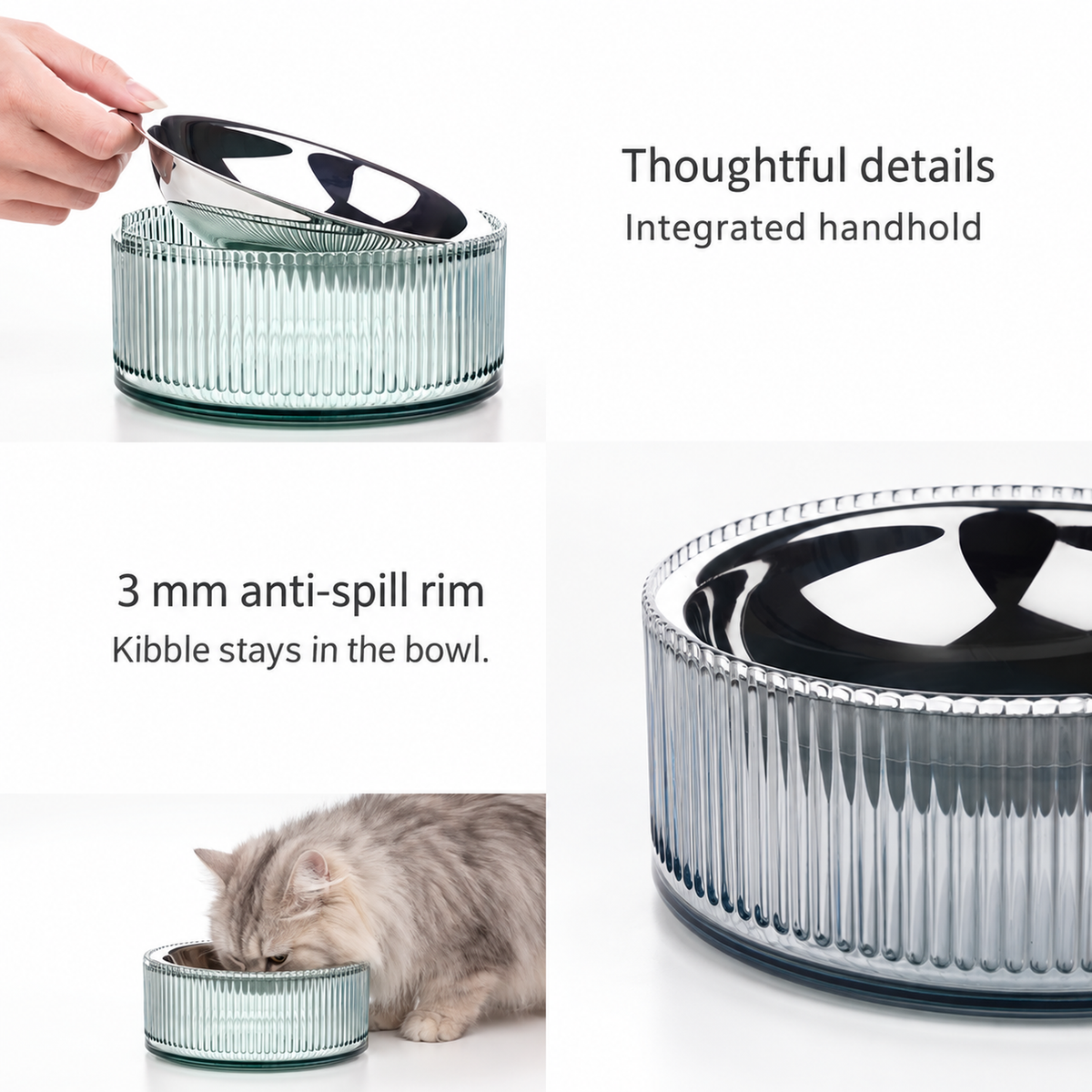 FURRYTAIL BOBO Cat Bowl | Handle rim and detail | English square panel 08