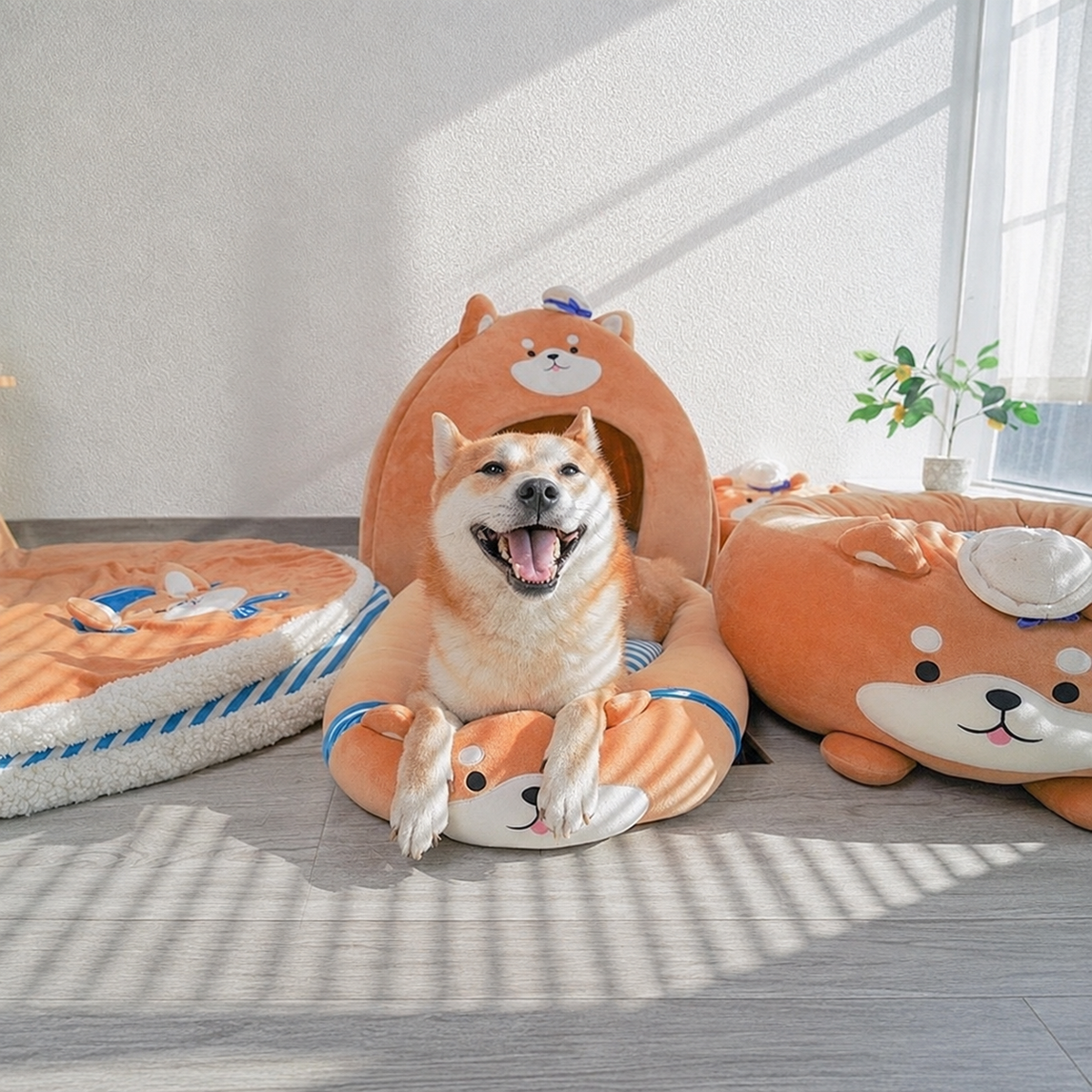 Nautical Cuddle Flop Nest effective 1:1 continuous background outpaint revision v2, source image 8, no crop