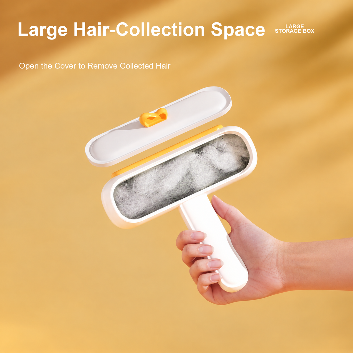 SOURCE REVISION | source-08 | Yellow Duck pet hair remover brush hair-collection compartment
