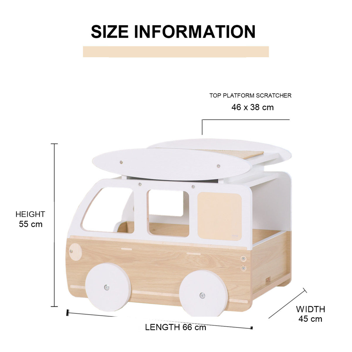 English corrected wooden cat train locomotive dimensions, 66 x 45 x 55 cm