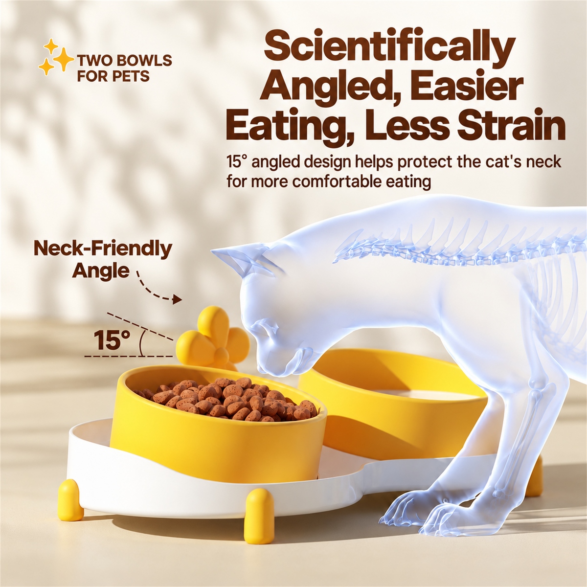 Anti-Spill Pet Bowls, Dual-Use Set