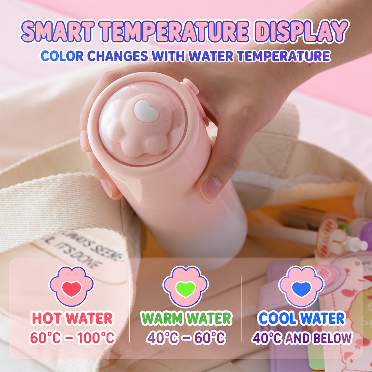 Cat paw insulated travel mug smart temperature display - module 08