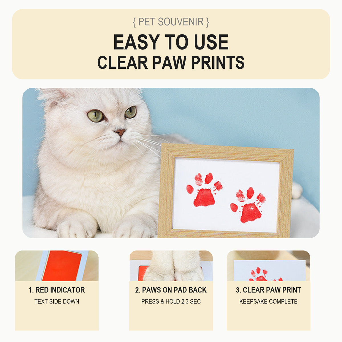 Three-step paw print keepsake instructions