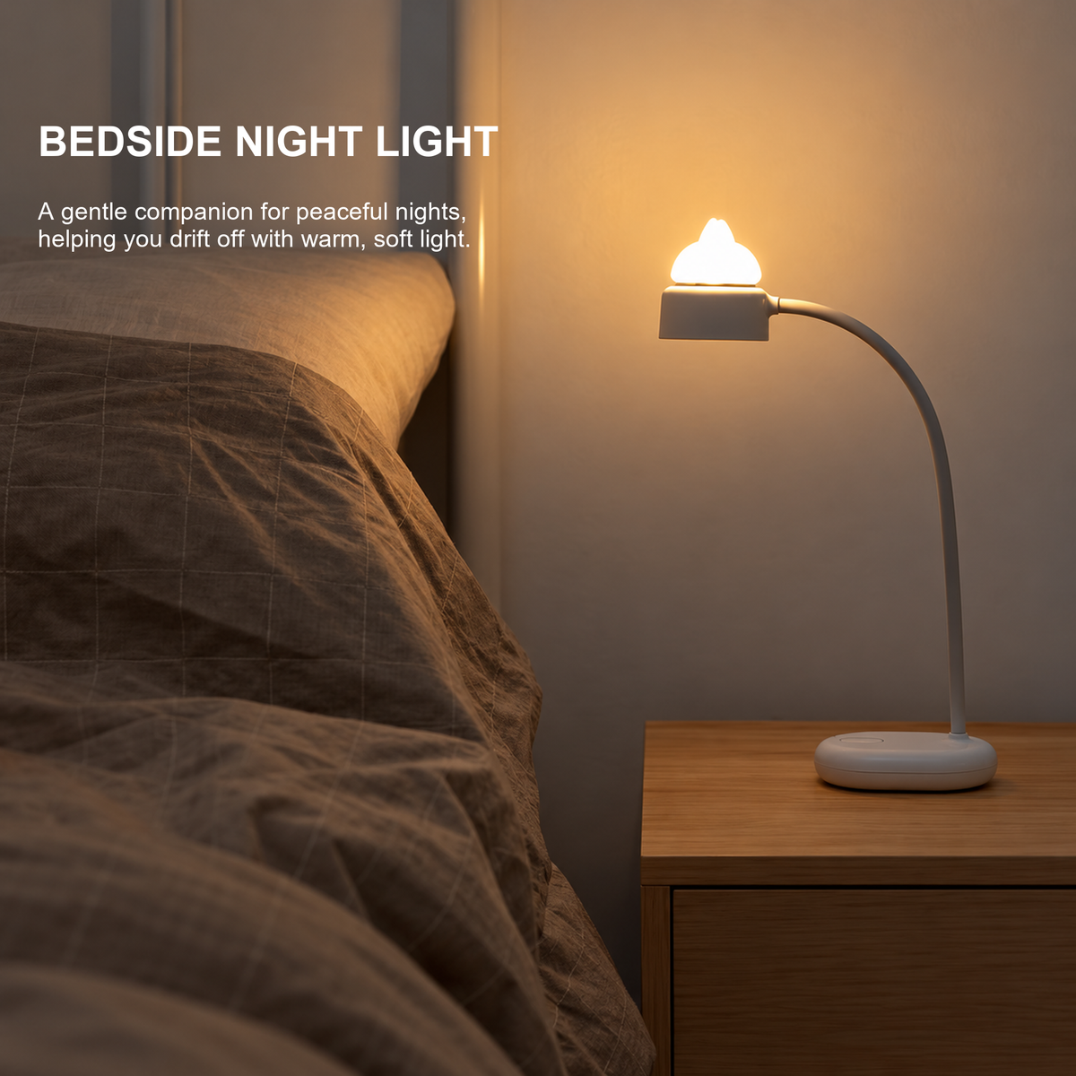 Cat-shaped lamp used as a warm bedside night light