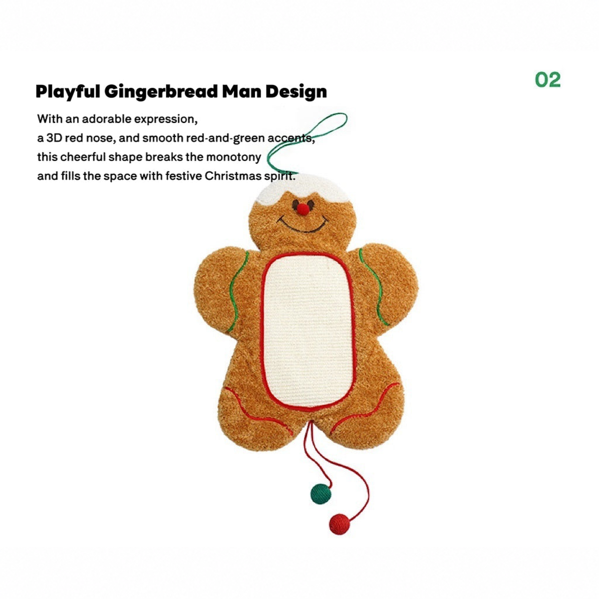 ZEZE Gingerbread Man Cat Scratching Mat effective 1:1 original pixels preserved, structured layout revision v2, source image 9, no crop