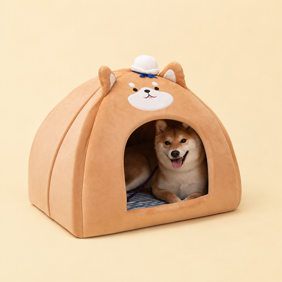 Navy Style Tent-Shaped Pet Bed effective 1:1 continuous background outpaint revision v2, source image 9, no crop