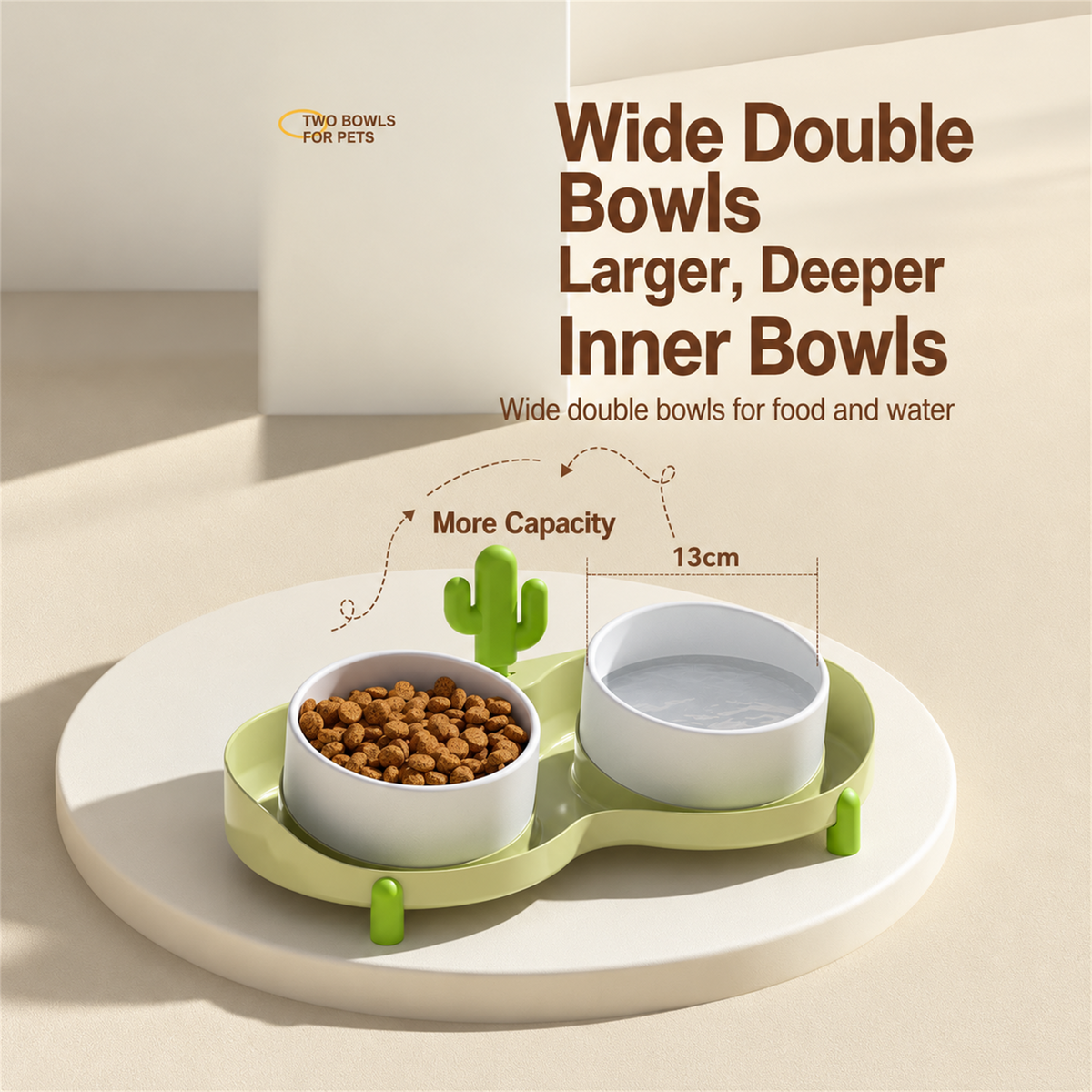 Anti-Spill Pet Bowls, Dual-Use Set
