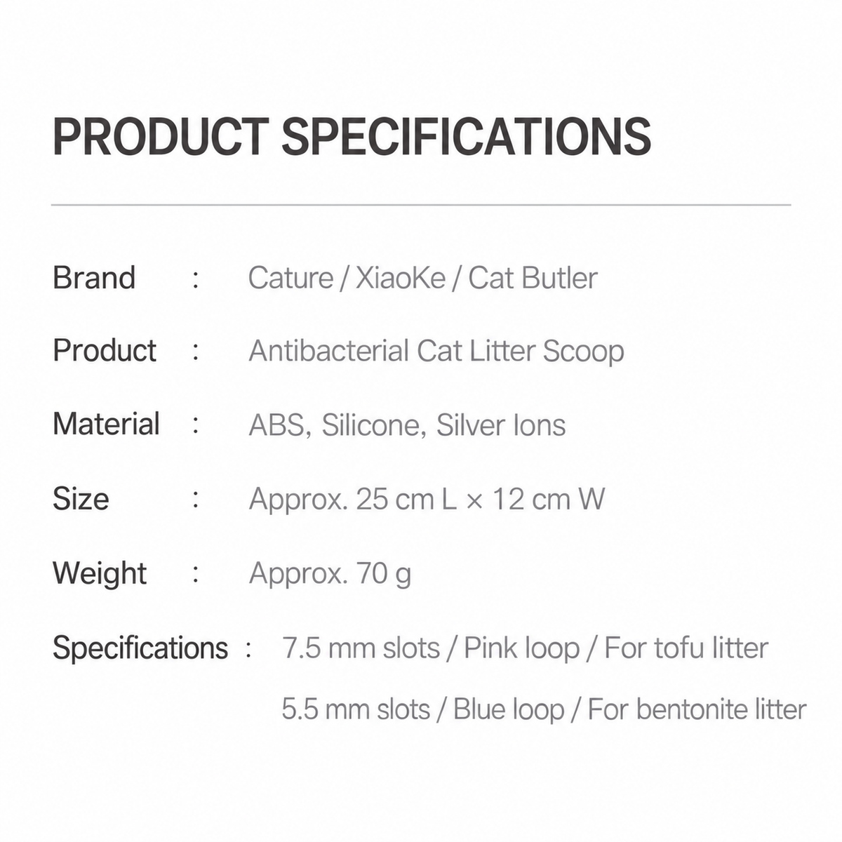 Cature cat litter scoop detail 10 - product specifications