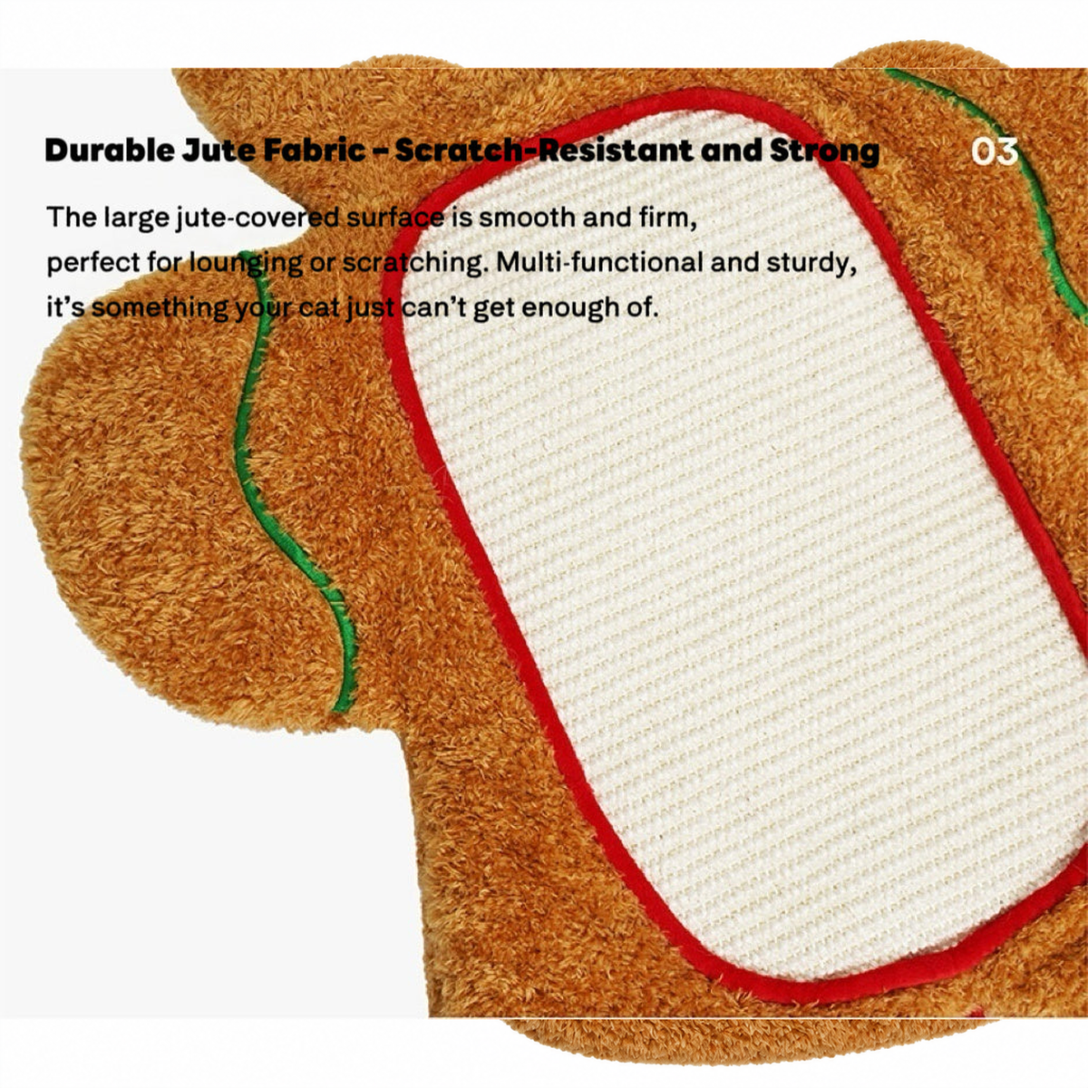 ZEZE Gingerbread Man Cat Scratching Mat effective 1:1 original pixels preserved, structured layout revision v2, source image 10, no crop