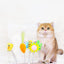Cat using FOFOS five-piece spring toys inserted in a cat scratcher board