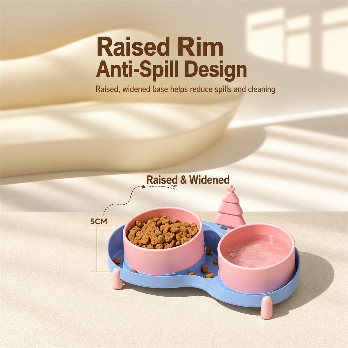 Anti-Spill Pet Bowls, Dual-Use Set