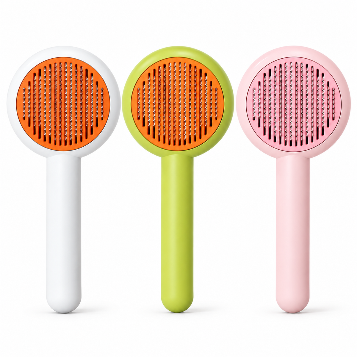 AIWO Doughnut Pin Brush in white, green, and pink on a white background