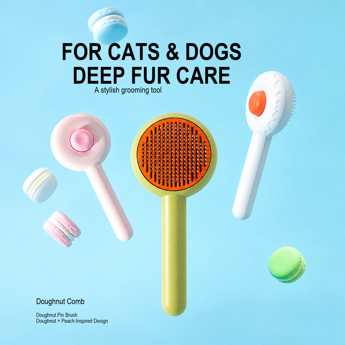 AIWO Doughnut Pin Brush for cats and dogs, deep fur care